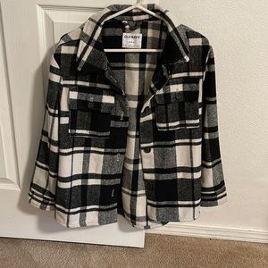 Old Navy Black And White Flannel Coat